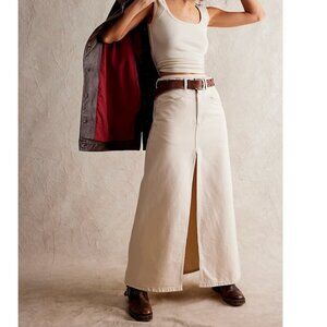 NEW Free People We the Free - Come As You Are Denim Maxi Skirt in WISP - sz 10